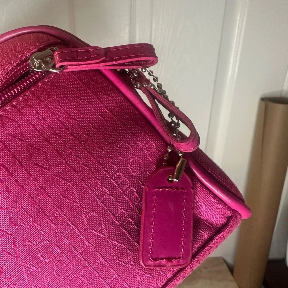 Sag Harbor Pink Cosmetic Bag with Textured Design monogram
